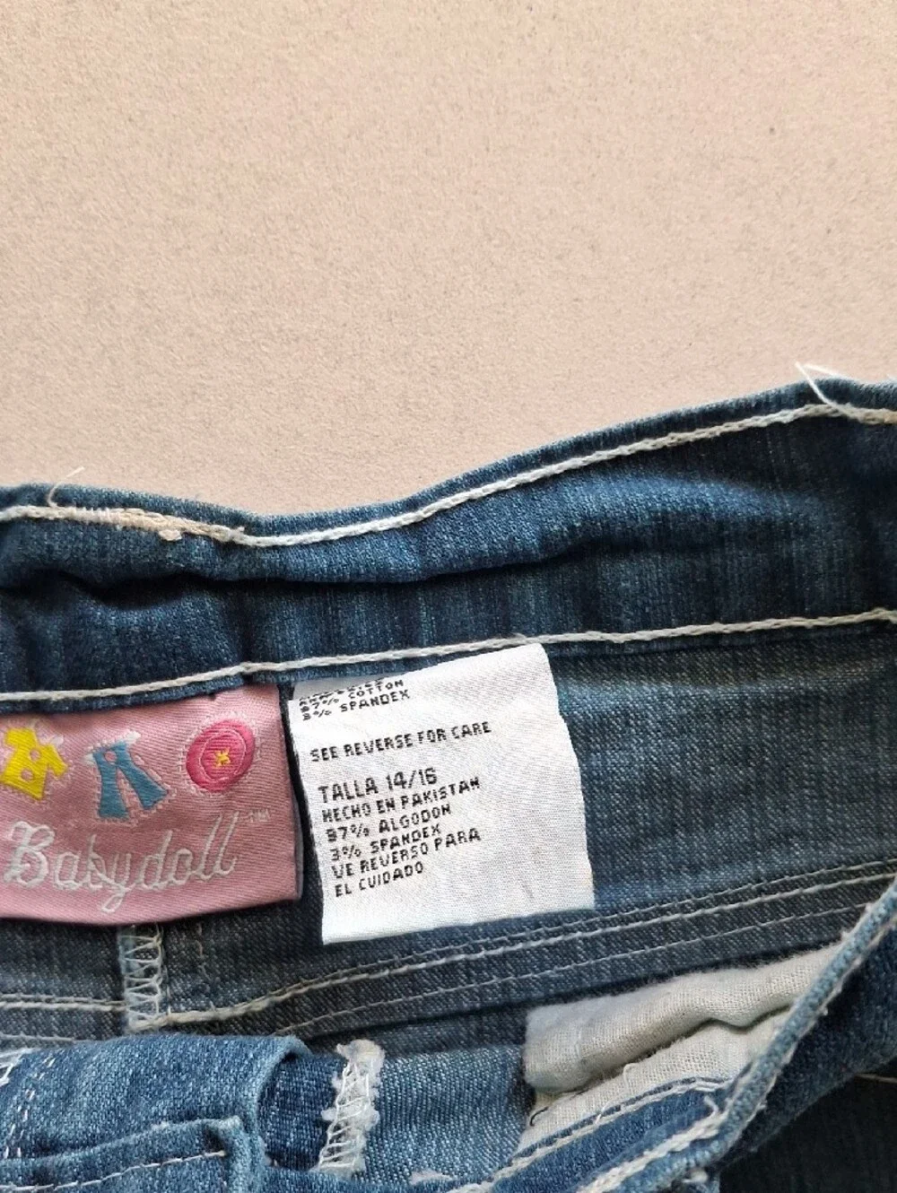 Dark Blue Denim Floral Embroidered Skirt - Picture 2 of 3